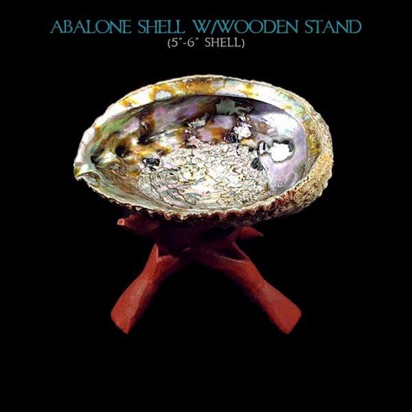 Large Abalone Shells With Wooden Stands For Incense Burning, Smudging Rituals, Offerings, Display Bowls